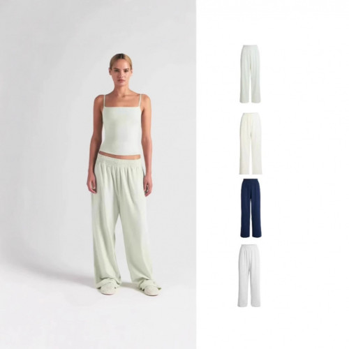 25 new product  COTTON JERSEY WIDE LEG PANT cotton straight-leg casual wide-leg pants