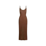 dress, knitted slip dress with back slit, waist-cinching, slimming, sexy, figure-hugging, textured, hot girl style dress