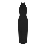 -style CLOUD HALTER LONG DRESS sexy halter neck sleeveless backless dress
