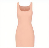 *s*k*  bodycon pink ribbed slip dress sleeveless U-neck tank dress mint green
