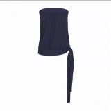 new summer style sexy solid color side-tie strapless top gentle versatile slimming casual shorts set