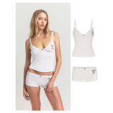 Korean-style slimming cherry print camisole top and shorts set