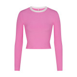 SOFT LOUNGE crop top modal ribbed long-sleeve T-shirt short top base layer