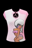x FAFI Millennium Girl Y2K Colorful Soft Stretchy Cotton Slim-Fit Top in Pink, Slimming and Short