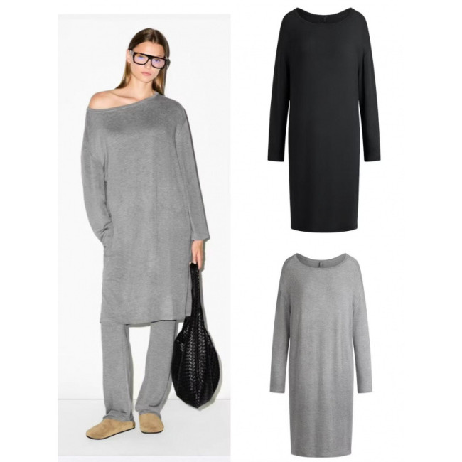 new mid-length Korean-style casual inner slip dress with round neck and loose fit over the knees