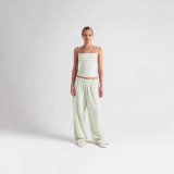 25 new product  COTTON JERSEY WIDE LEG PANT cotton straight-leg casual wide-leg pants