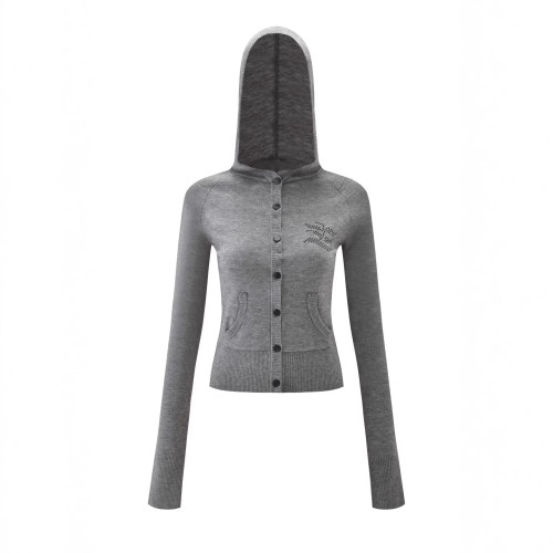 Rivet logo soft and snug elastic knit hooded cardigan, long pants, shorts
