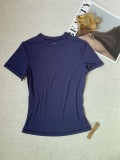 round-neck short-sleeve T-shirt for women, new summer model, hourglass-shaped tight top, sexy and lightweight, solid color