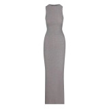 same style   sleeveless tank dress, French slim-fit bodycon slip dress, long dress