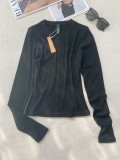 cotton ribbed long-sleeve T-shirt top