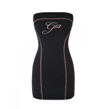 New basic thin stretchy printed letter print slim-fit sleeveless tube top dress