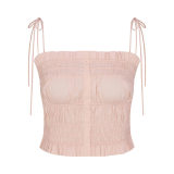 Summer New Hot Girl Square Neck Puff Sleeve Slim Fit Camisole Top Casual Versatile Short Skirt Set