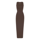 NEW VINTAGE Long New Vintage Slit U-Neck Tank Dress