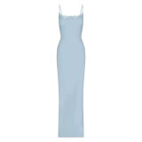 Valentine's Day limited edition 2-color custom-dyed multi-layer stretch lace bodycon dress with lace trim and hip-hugging long irt