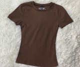 [In stock]  short-sleeve T-shirt, solid color, same style as 's, summer sweet and spicy slim-fit top