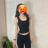Influencer I*M*S Ouyang Nana's same style tank top with square neckline, high elasticity, ribbed sports short camisole