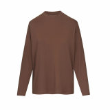 same style   women's loose cotton long-sleeve T-shirt, boyfriend style, comfortable silhouette with dropped shoulders