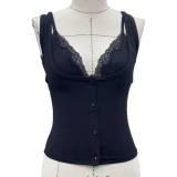 Valentine's Day SOFT LOUNGE LACE Sexy Lace Patchwork Tank Top Long Sleeve Dress