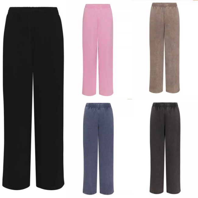 BOYFRIEND FLEECE PANT casual pants home pants solid color straight-leg sports loose fit