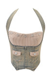Corduroy patchwork denim halter corset TOMMIE jeans