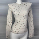alternative to  and Zhao Lusi's style, COTTON JERSEY tight-fitting cotton base shirt, long-sleeve t-shirt