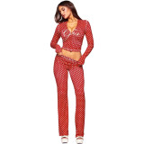 Foreign trade cross-border American retro Y2K hot girl digital print two-piece set: top and pants