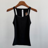 -style U-neck ribbed tank top, European and American slim-fit solid color inner and outer wear sports crop top