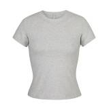 [In stock]  short-sleeve T-shirt, solid color, same style as 's, summer sweet and spicy slim-fit top