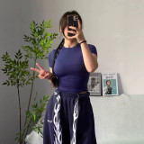 round-neck short-sleeve T-shirt for women, new summer model, hourglass-shaped tight top, sexy and lightweight, solid color