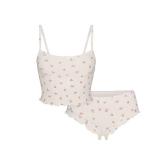 -style European and American sexy LOGO POINTELLE Valentine's Day floral hollow-out cotton set