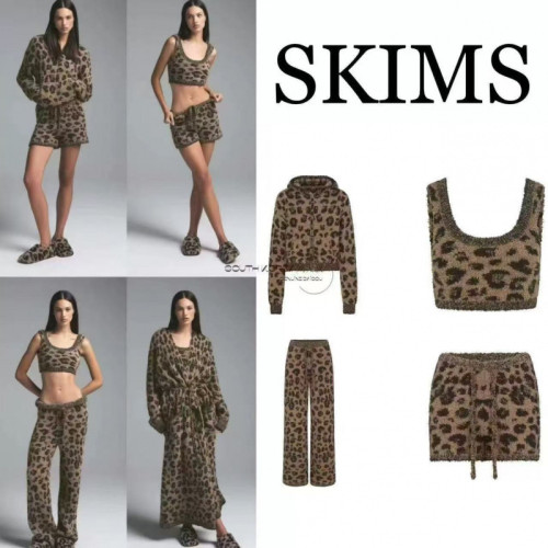 Christmas Leopard Print Limited Edition Furry Knit Small Ear Zipper Top Jacket Pants Vest Shorts Set