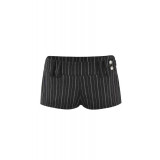 Hot girl suit with corset-style cut, striped embroidery, shoulder pads, jacket, low-waist silver buckle shorts, fashion set