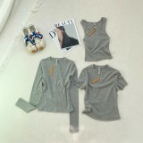 cotton ribbed long-sleeve T-shirt top