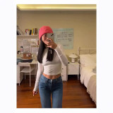 Zhao Lusi same style COTTON JERSEY tight-fitting base shirt long-sleeve t-shirt inner layer