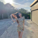 Purely desirable hot girl off-shoulder hollow-out dress, slim-fit bodycon dress, fashionable off-shoulder millennium dress