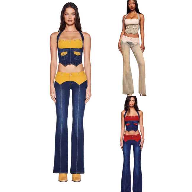 Corduroy patchwork denim halter corset TOMMIE jeans