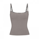 -style stretch cotton camisole with letter logo print, suitable for layering