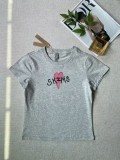 IM style letter and heart print short-sleeve T-shirt for women, new slim-fit round-neck cropped top for spring and summer