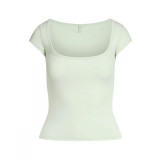 COTTON JERSEY SCOOP NECK T-SHIRT French square neck short-sleeve T-shirt