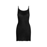 Sheer Knit Low-Neck Camisole Dress Round-Neck See-Through Knit Mini Dress in Spicy Girl Style