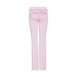 Slim-fit hooded zip-up short jacket and pants set with letter print and contrast stitching