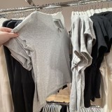 Correct  COTTON JERSEY  European and American style angled waist short-sleeved T-shirt base top