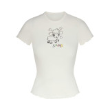 original label!Easter lamb and bunny letter jacquard short-sleeve top T-shirt and straight-leg pants