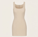 *s*k*  bodycon pink ribbed slip dress sleeveless U-neck tank dress mint green