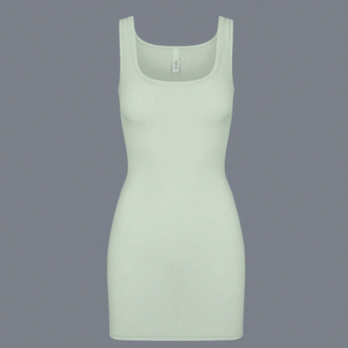 *s*k*  bodycon pink ribbed slip dress sleeveless U-neck tank dress mint green
