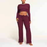 SOFT LOUNGE crop top modal ribbed long-sleeve T-shirt short top base layer