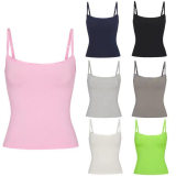 -style stretch cotton camisole with letter logo print, suitable for layering
