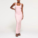NEW VINTAGE Long New Vintage Slit U-Neck Tank Dress