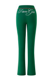 Slim-fit hooded zip-up short jacket and pants set with letter print and contrast stitching