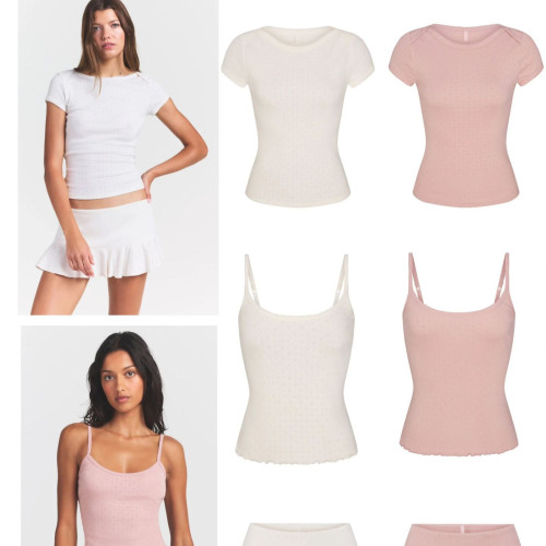 new summer casual outfit for stylish girls, comfortable casual camisole T-shirt and slim-fit short irt two-piece set